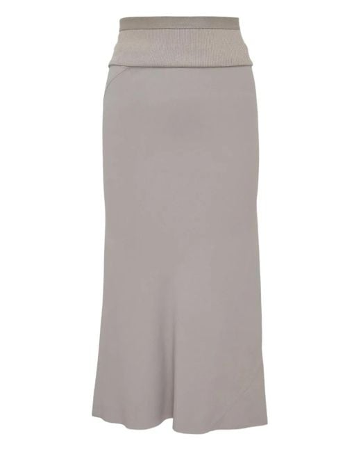 Rick Owens Gray Calf Bias Midi Skirt