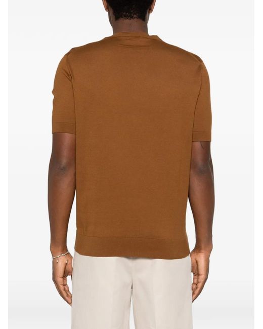 Zegna Brown Crew-Neck T-Shirt for men