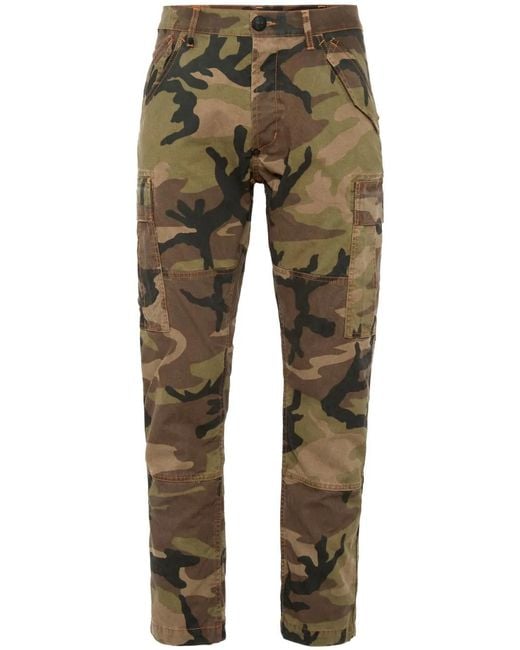 Philipp Plein Green Camoflage Cargo Trousers for men