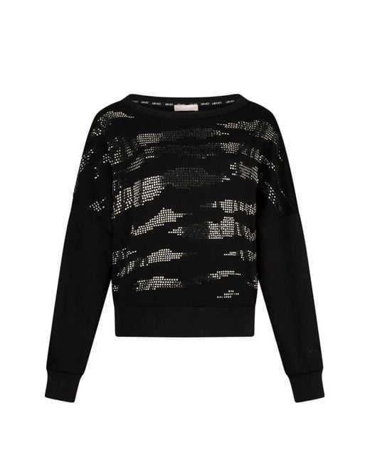 Liu Jo Black Sweatshirt With Appliqués
