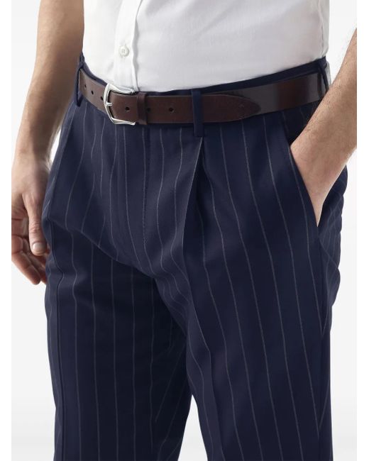 Brunello Cucinelli Blue Tapered-Leg Wool Trousers for men