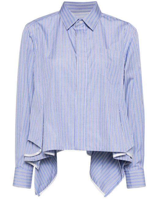 Camisa asimétrica con pliegues Sacai de color Blue