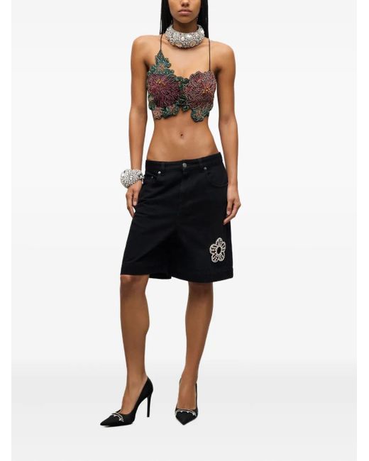 Area Multicolor Crystal-Flower Top