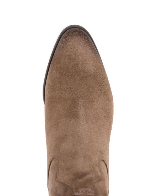 Ash Brown 45Mm Suede-Leather Pointed-Toe Boots