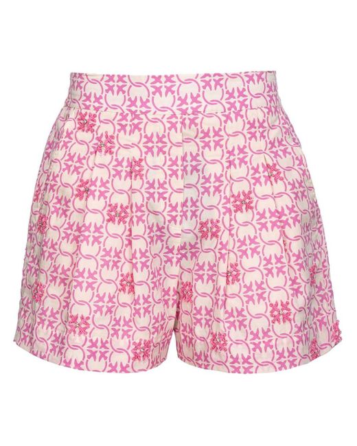 Pantalones cortos con monograma Pinko de color Pink