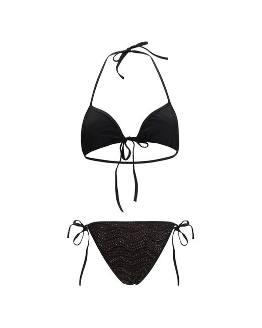 Missoni White Zigzag Mesh Triangle Bikini With Sequins