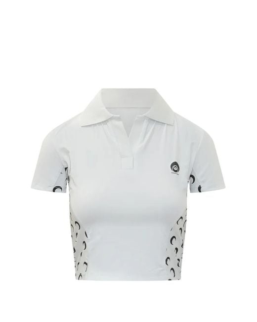 MARINE SERRE Gray Moon Polo Top