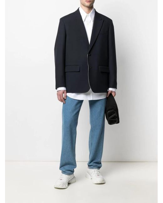 Valentino Garavani Blue Single-Button Single-Breasted Blazer for men
