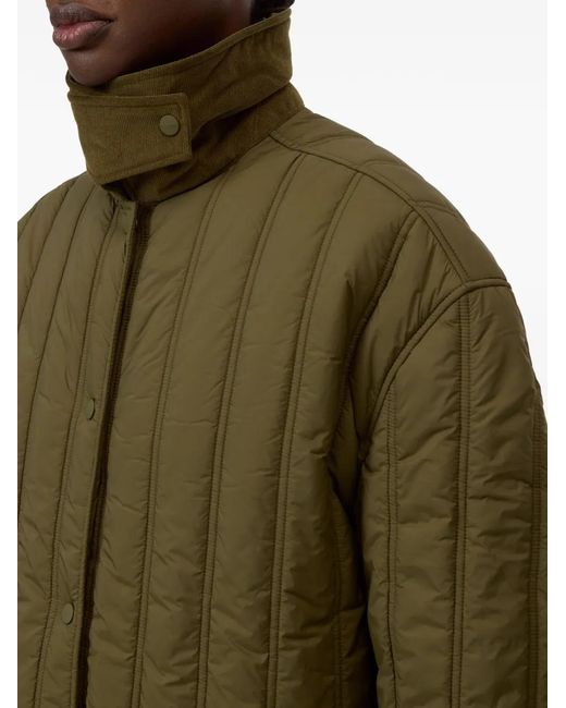 Closed Green Quilted Pockets Jacket