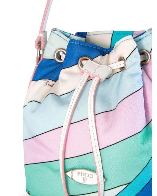 Emilio Pucci Blue Yummy Striped Bucket Bag
