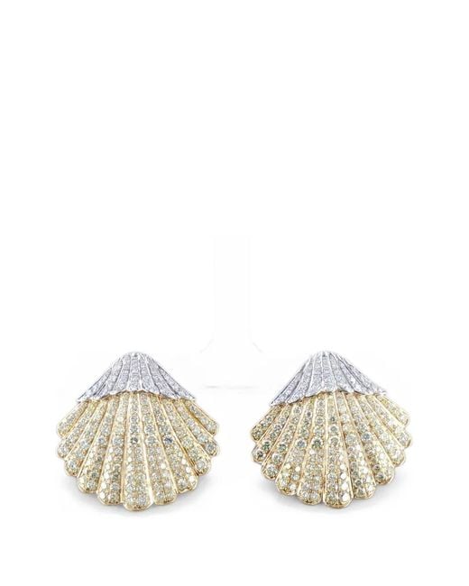 HYT Jewelry White And Diamond Shell Earrings