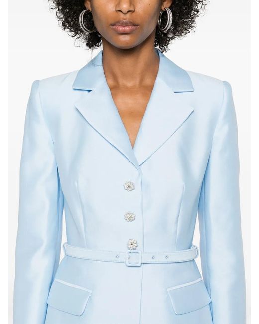 Self-Portrait Blue Taffeta Midi Dress