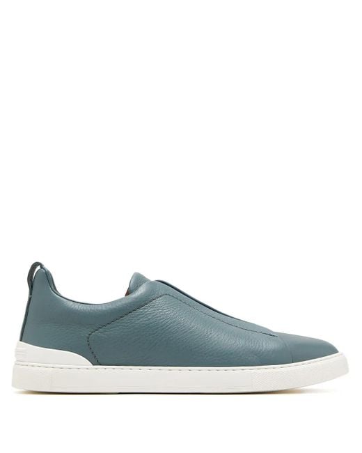 Zegna Blue Triple Stitch Sneakers for men
