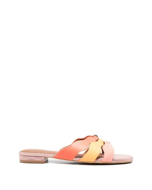 Kurt Geiger Pink Sun Wave Ring-Detail Flat Sandals