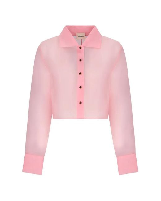 Khaite Pink Jasen Cropped Shirt