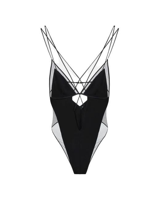 Elisabetta Franchi Black Tulle Insert Bodysuit
