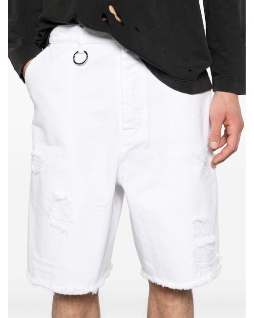 Etudes Studio White Friche Distressed Denim Shorts for men