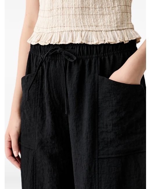 Benetton Black Drawstring Patch-Pocket Trousers