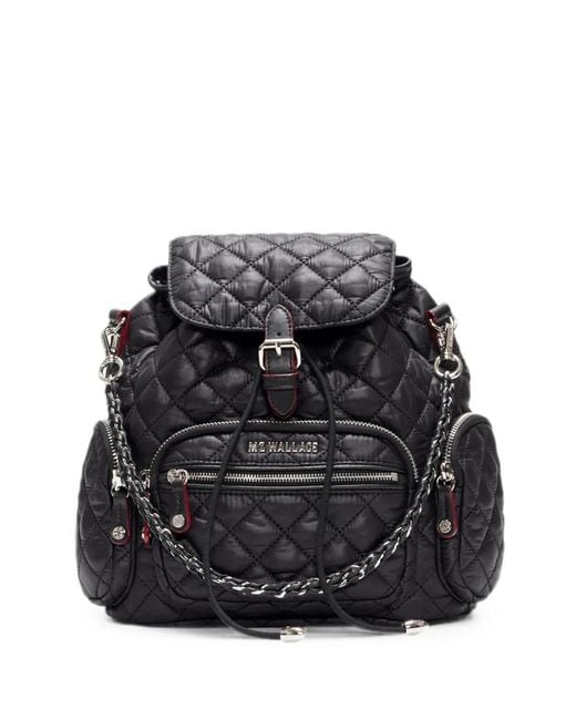 MZ Wallace Black Mini Crosby Quilted Backpack