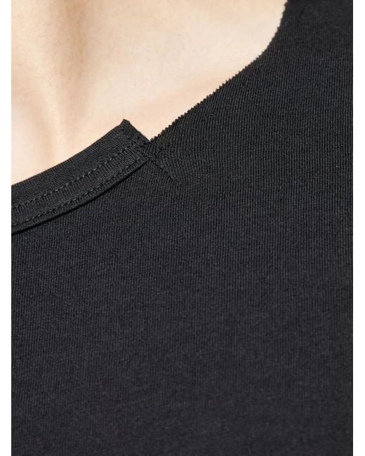 Yohji Yamamoto Black Slit-detail Short-sleeve T-shirt for men