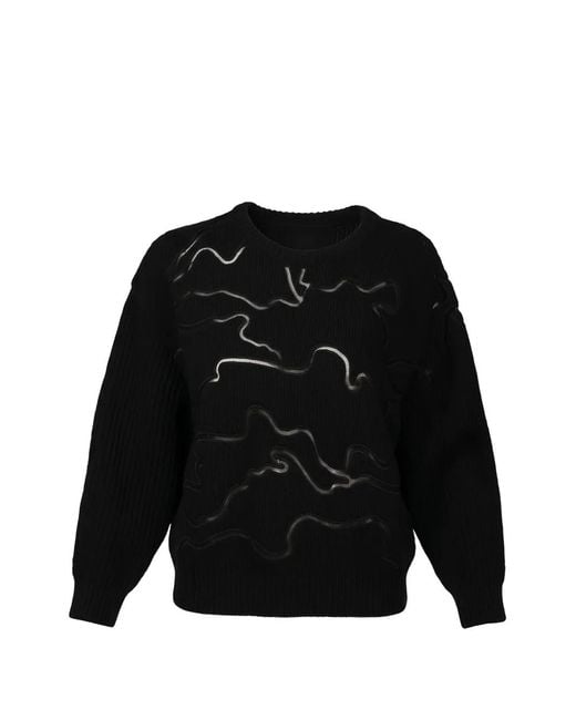 Valentino Garavani Black Graphic-Print Crewneck Wool Jumper for men
