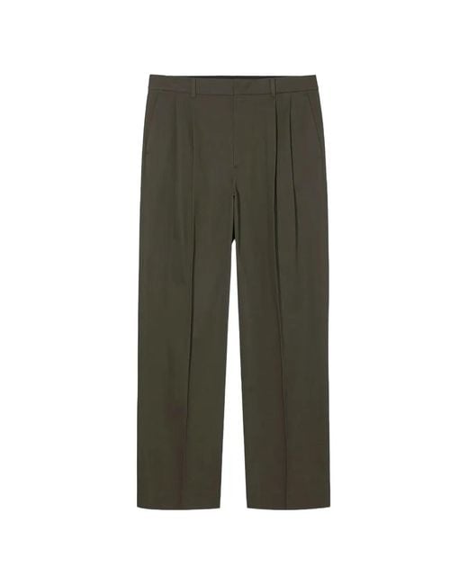 DUNST Green Pleated Straight-Leg Trousers for men