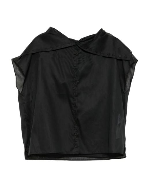 Jil Sander Black Cotton Caped Top