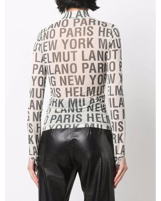 Helmut Lang White All-Over Logo Print Top