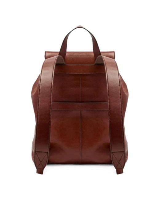 The Bridge Brown Flap-Closure Leather Backpack for men