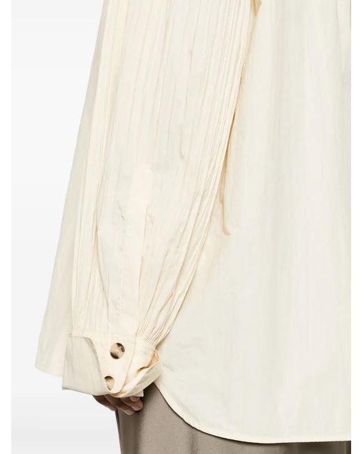 Nanushka Natural Nele Pleated-Sleeves Poplin Shirt