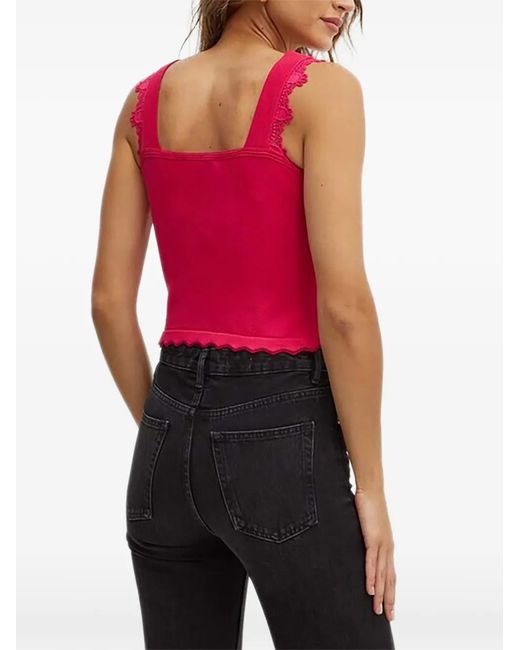 Morgan Red Square-Neck Top