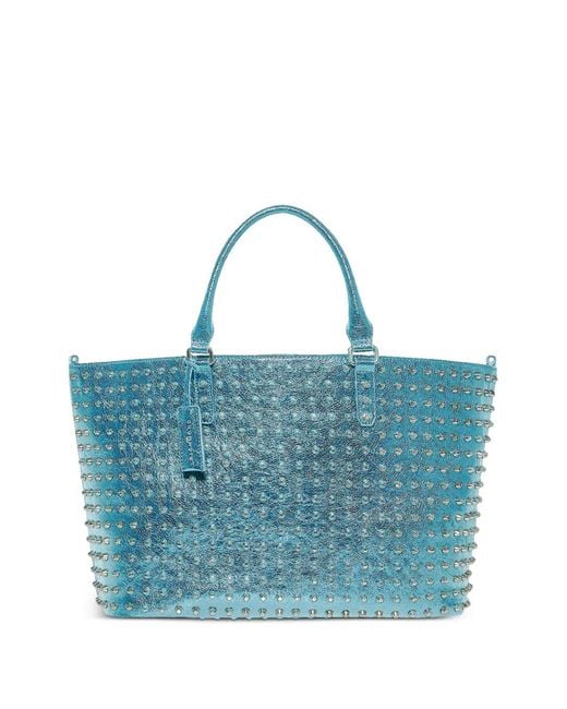 John Richmond Blue Studded Metallic Tote Bag
