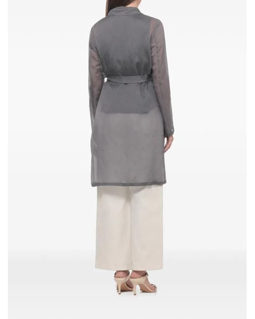 Emme Gray Sheer Belted Coat