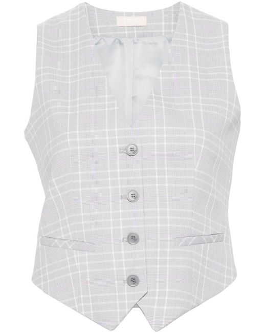 Liu Jo White Plaid-pattern Waistcoat