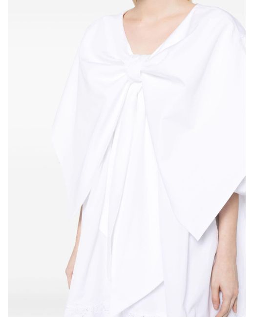 Vestido fruncido con lazo Simone Rocha de color White