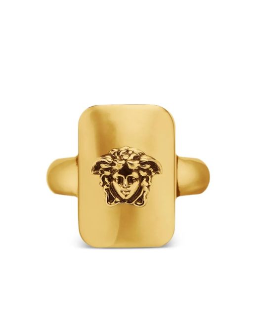 Versace Eckiger Ring mit Medusa-Kopf in Metallic für Herren