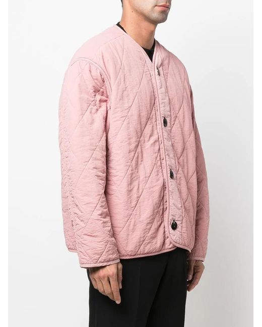 OAMC Pink Quilted Button-Up Jacket for men