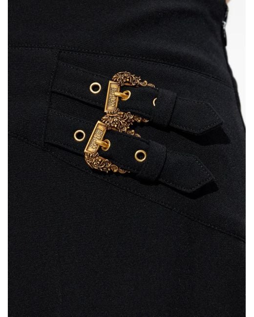 Versace Jeans Couture Blue Cut-Out Buckle-Detail Trousers