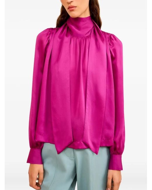 Ulla Johnson Pink Tie-Neck Blouse