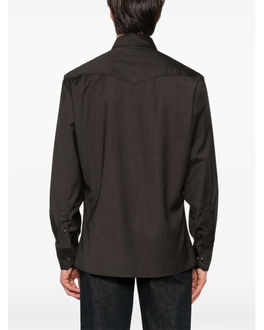 Brunello Cucinelli Black Virgin Wool Shirt for men