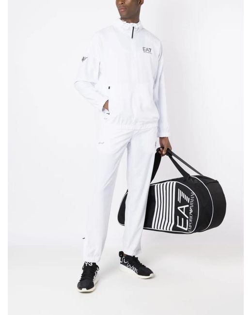 EA7 White Logo-Print Tracksuit for men