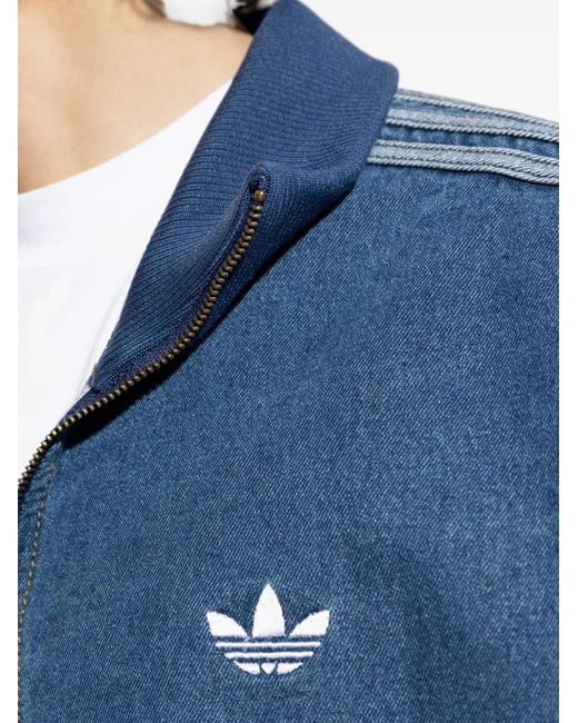 Adidas Blue Adicolor Denim Firebird Sweatshirt for men