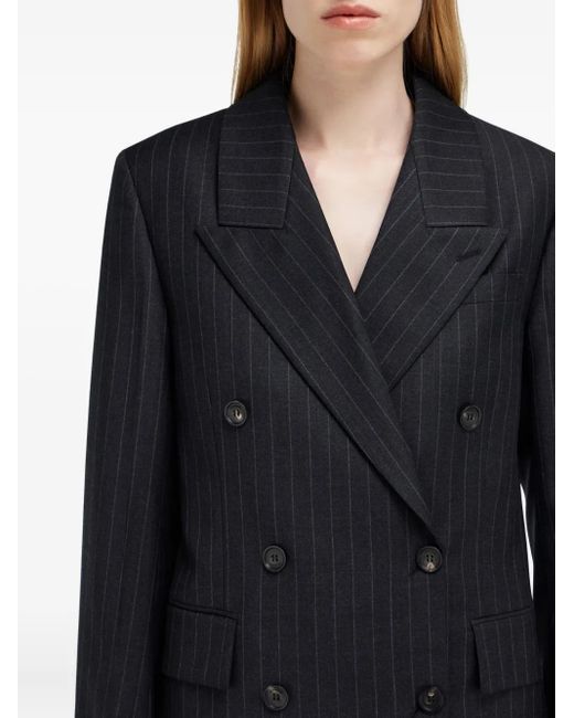 Ferragamo Blue Pinstripe Double-Breasted Blazer