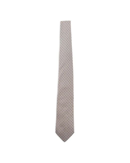 Etro White Jacquard Pattern Silk Tie for men