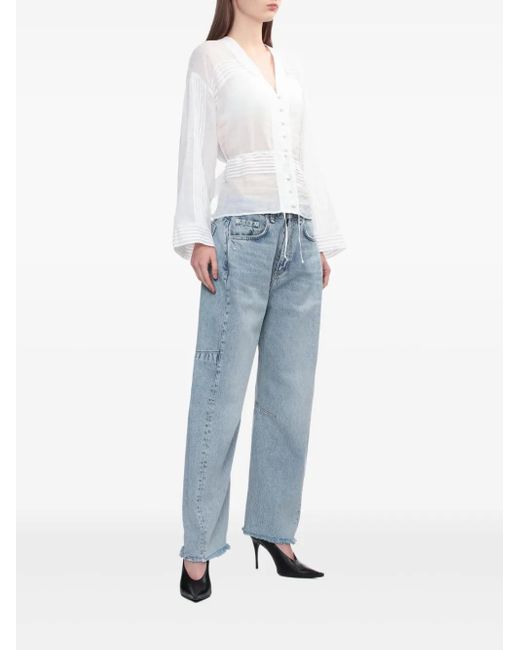Rag & Bone White Viviana Pintuck V-Neck Shirt