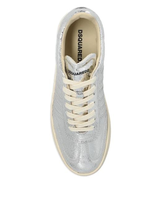 DSquared² White Sneakers aus Metallic-Leder