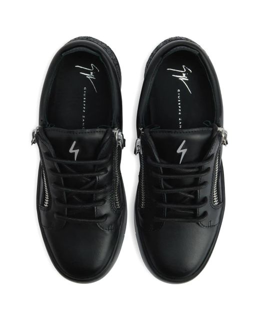Giuseppe Zanotti Black Gail Zip-Detail Glitter Low-Top Sneakers