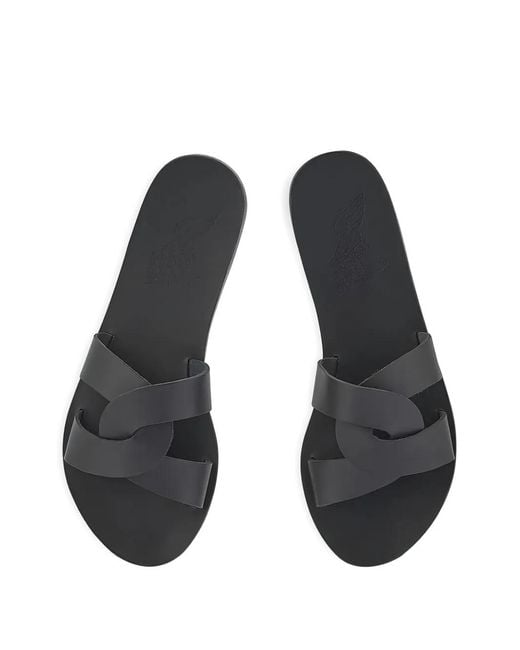 Ancient Greek Sandals Black Desmos Crossover Leather Sandals