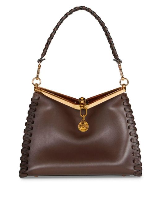 Etro Brown Medium Vela Leather Shoulder Bag