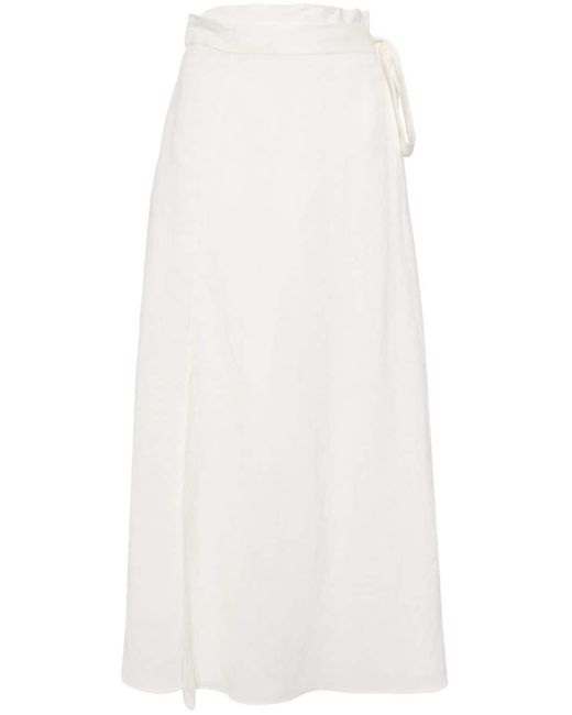 Voz White High-waisted Wrap Skirt